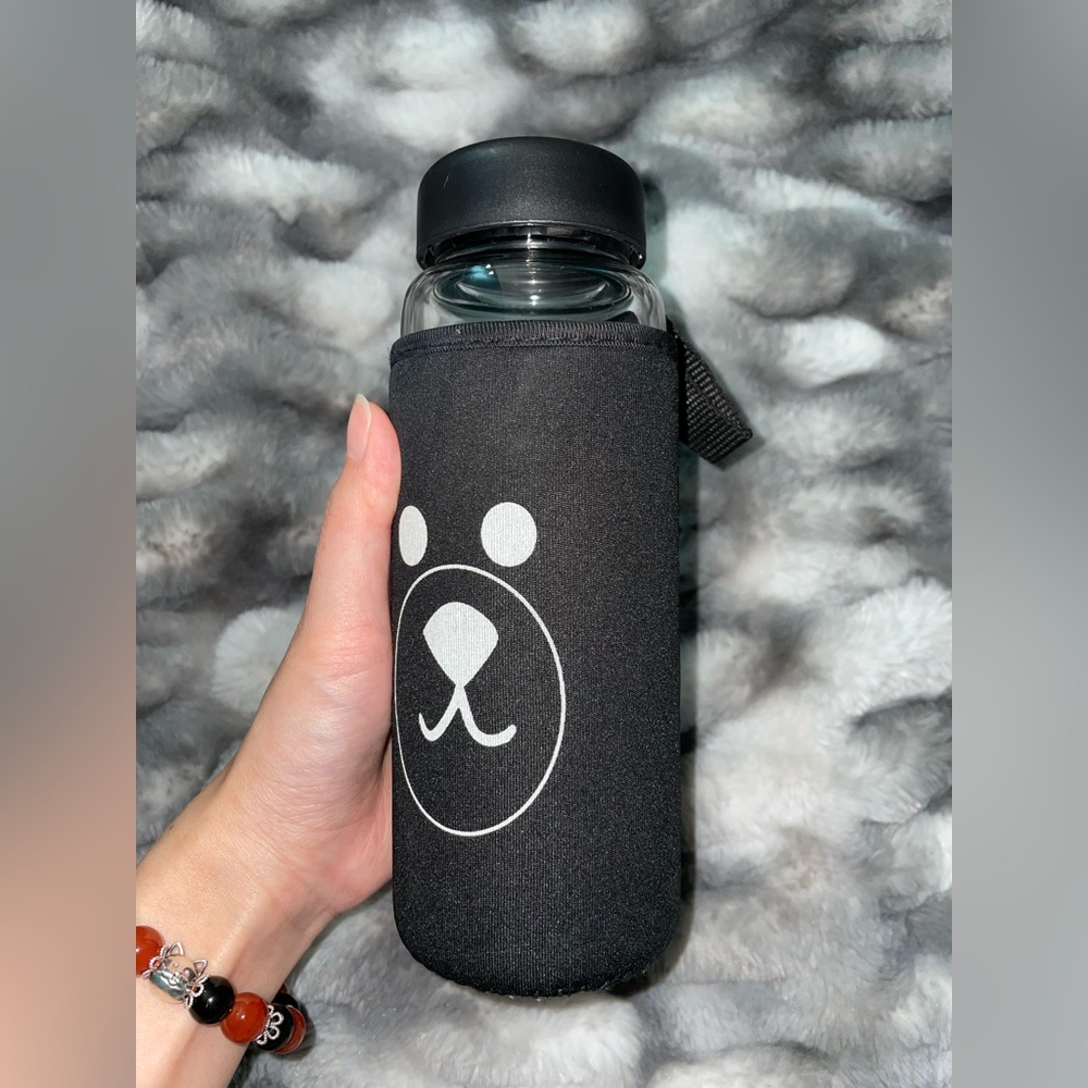 LINE Brown Bear Water Bottle with sleeve
